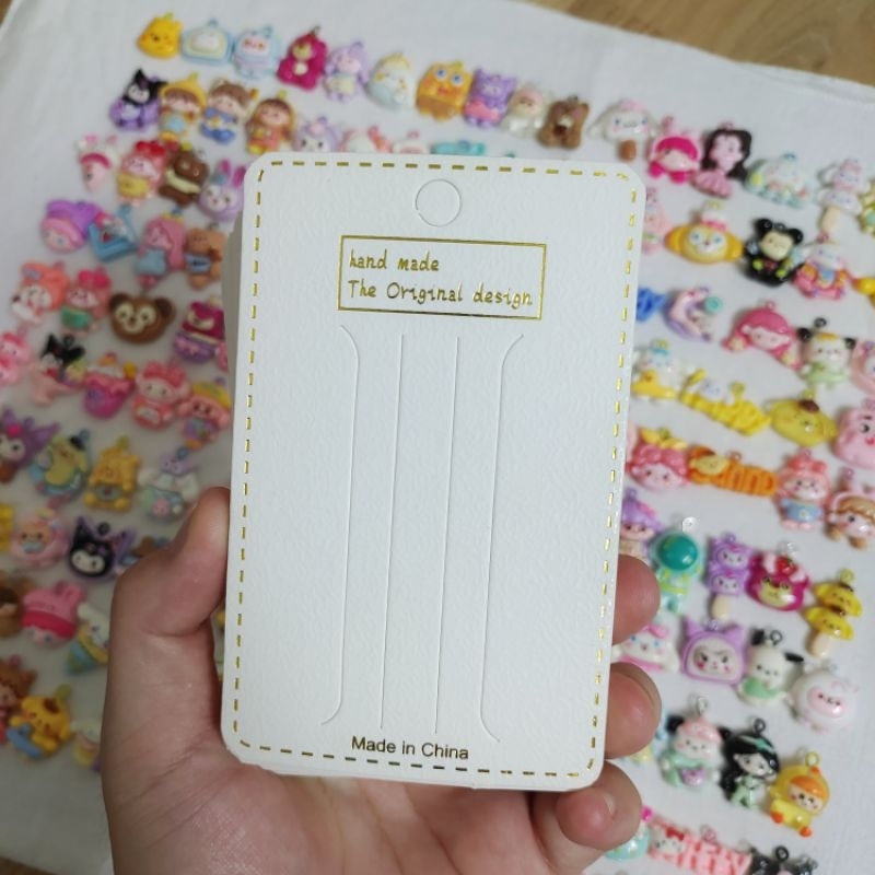 Ready Stock］5pcs DiyPackeging🧸Hair Pin paper card packegjing cute card  pack with plastic 可爱手工发夹纸卡卡纸可爱包装袋子
