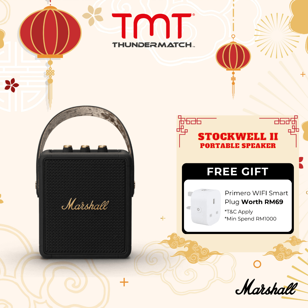 Marshall Stockwell II Portable Speaker (Black & Brass) MultiDirection