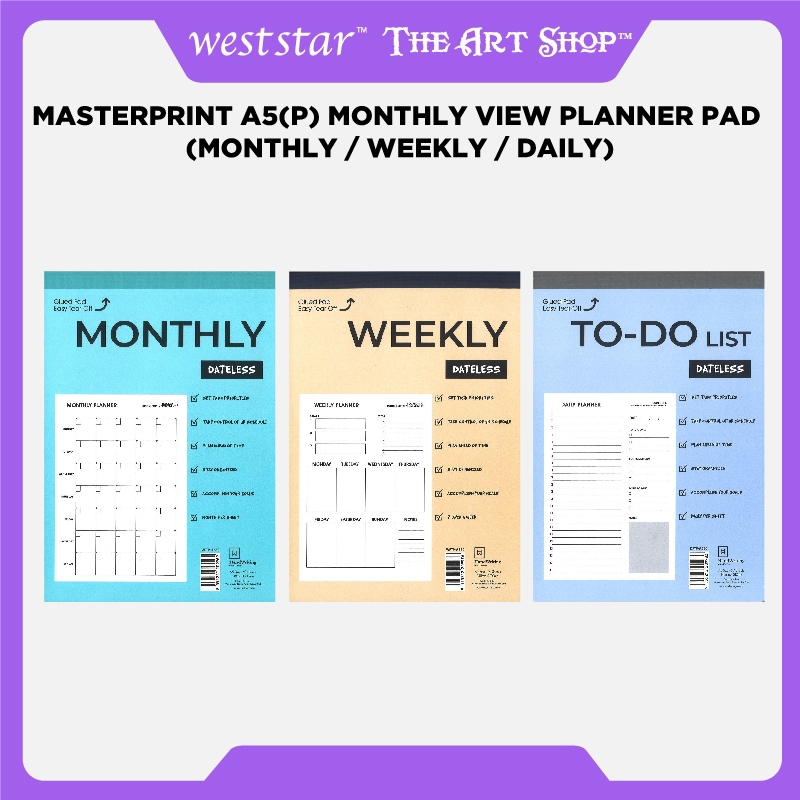 [Weststar] Masterprint A5(P) Monthly View Planner Pad - Monthly ...