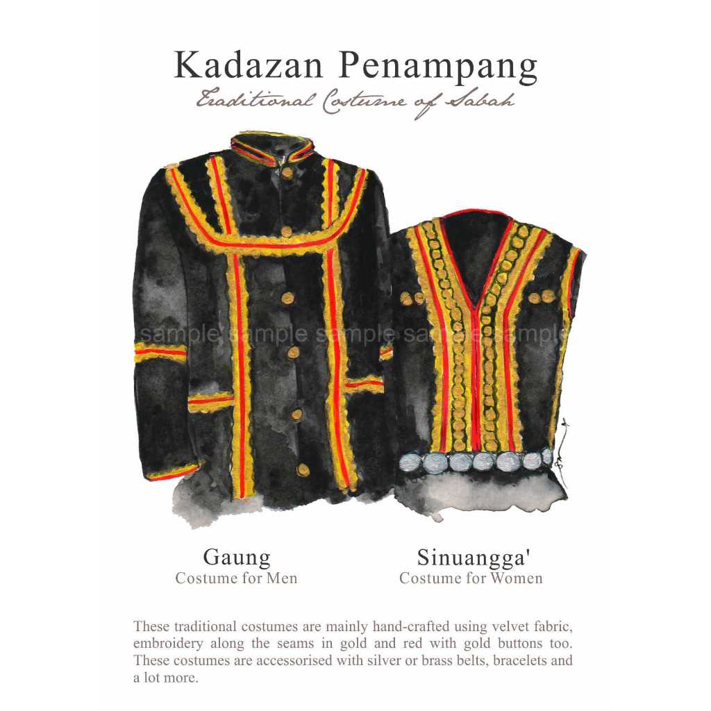 Postcard Traditional Kadazan Penampang Costume, Sabah