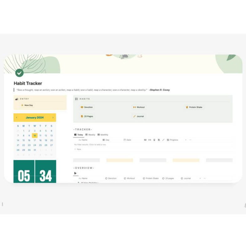 Notion Template | Aesthetic Habit Tracker Dashboard | Shopee Malaysia