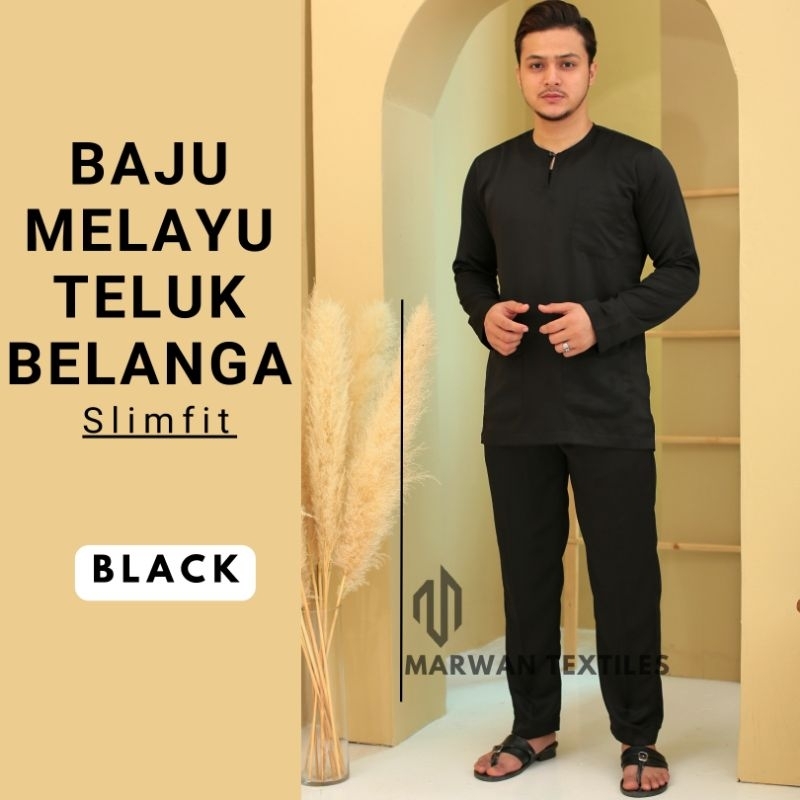 Baju melayu teluk 2024 belanga slim fit