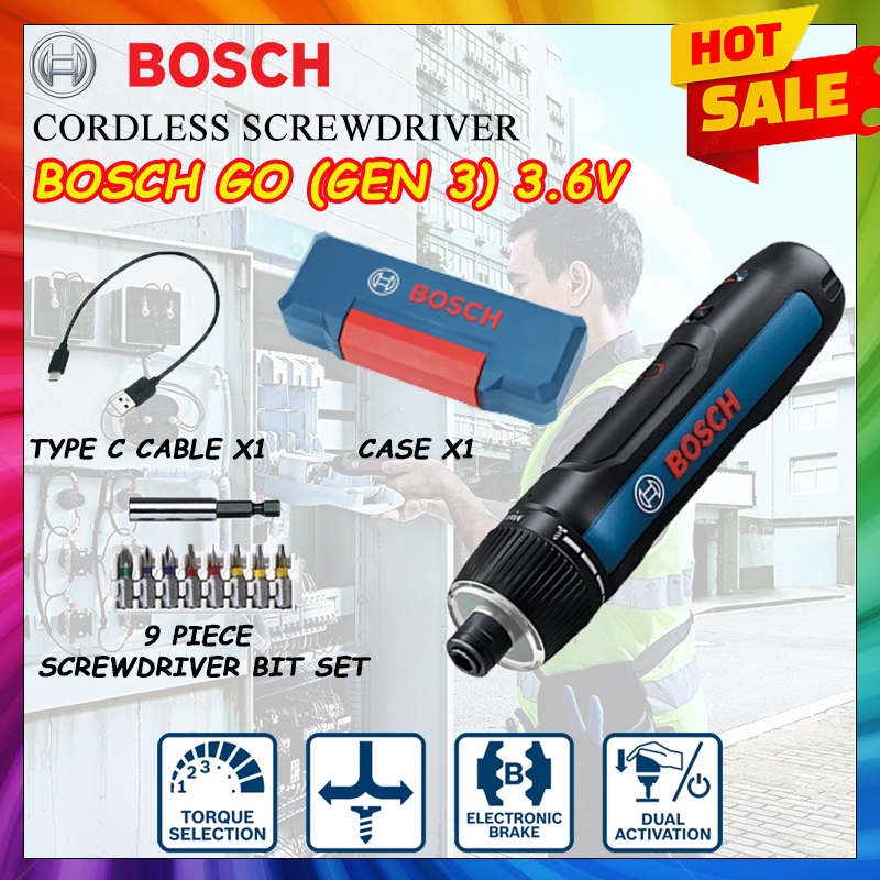 BOSCH GO 3 Cordless Screwdriver 3.6V (GEN 3) - Compact Electric ...