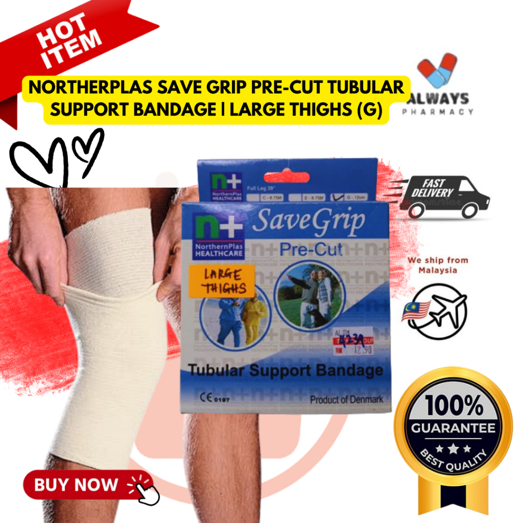NORTHERPLAS SAVE GRIP PRECUT TUBULAR SUPPORT BANDAGE LARGE THIGHS