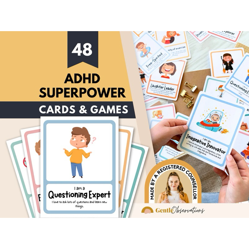 ADHD Superpower Coping Skill Affirmation Flashcards, Executive ...