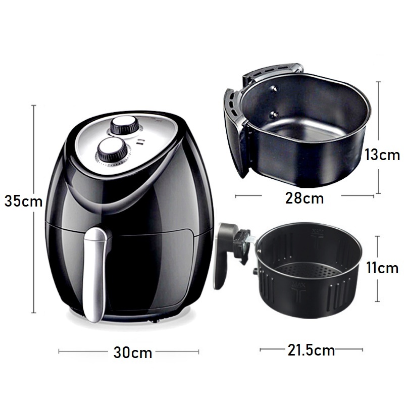 DESSINI ITALY Electric Air Fryer Timer Oven Cooker Non-Stick Fry Roast ...