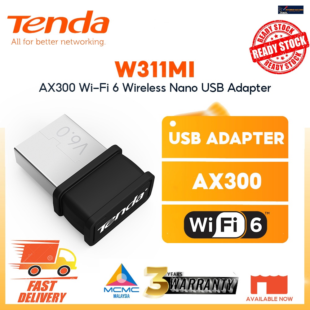 Tenda AX900 Wi-FI 6 Wi-Fi Stick - Dual Band USB Wireless Adapter For PC/ Desktop/Laptop - Mini Size - Plug & Play - USB2.0 - Soft Mode Ap - Compatible With Windows 7/10/11/Linux