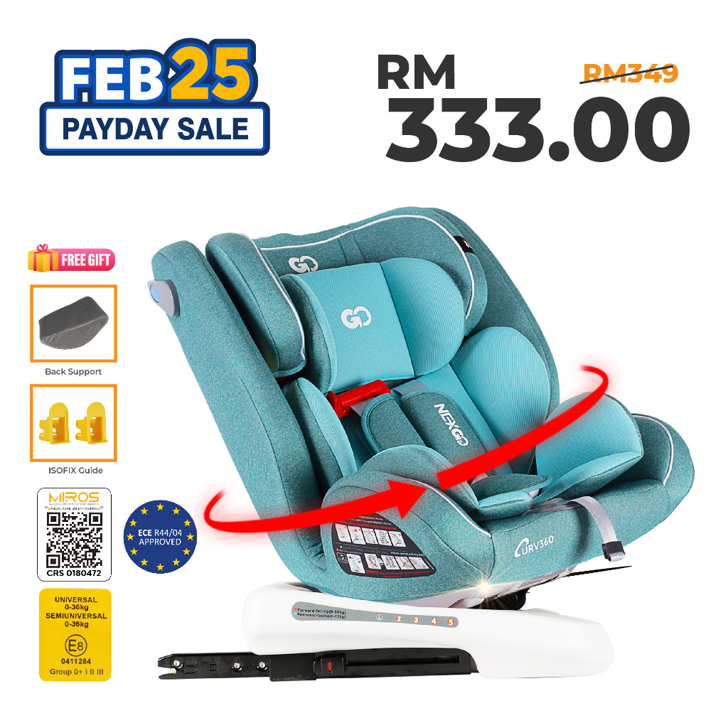Nexgo Curv360 Baby Car Seat With ISOFIX Newborn to 12Year Old Child
