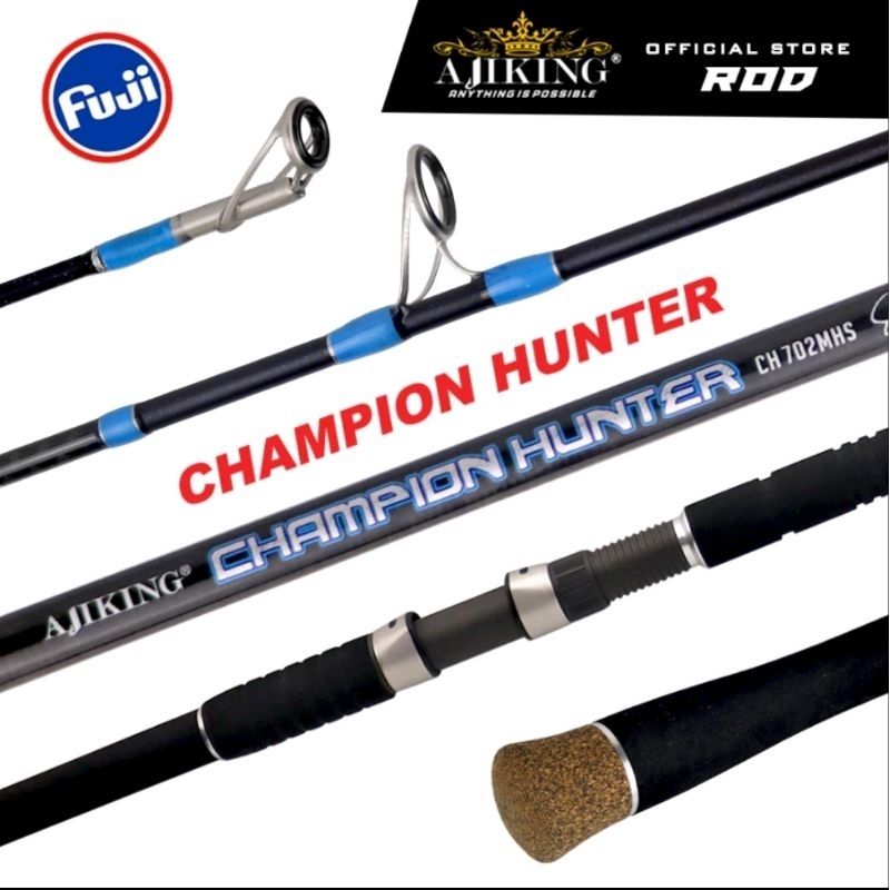 8kg-12kg Max Load] Ajiking Champion Hunter (7ft-12ft) Spinning Fishing Rod  ALL FUJI Rod Pancing mesin pancing tenggiri