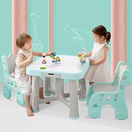 Premium 1 2 Adjustable Kids Study Table Set Children Learning Drawing Dining Table Set Meja Kerusii Shopee Malaysia