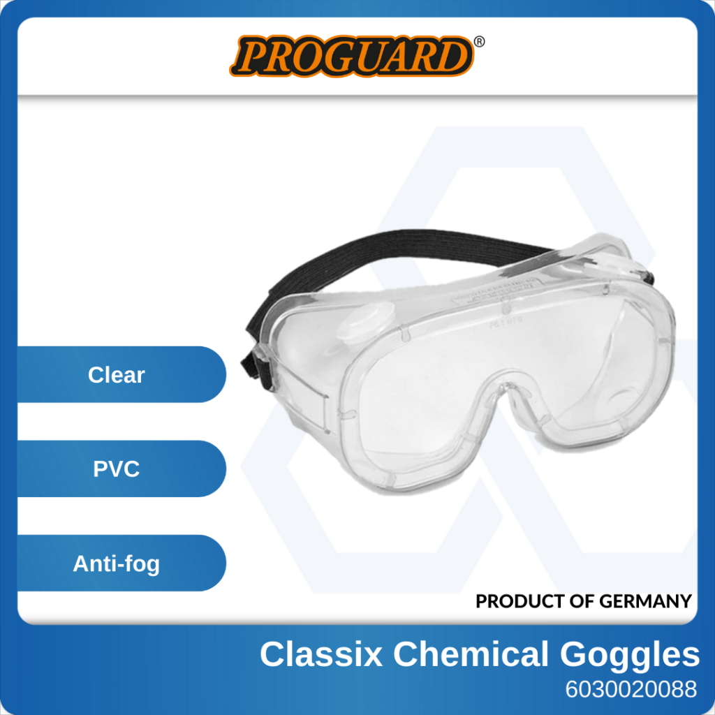 PROGUARD Classix Chemical Safety Goggles Clear PVC Anti Fog Protective ...