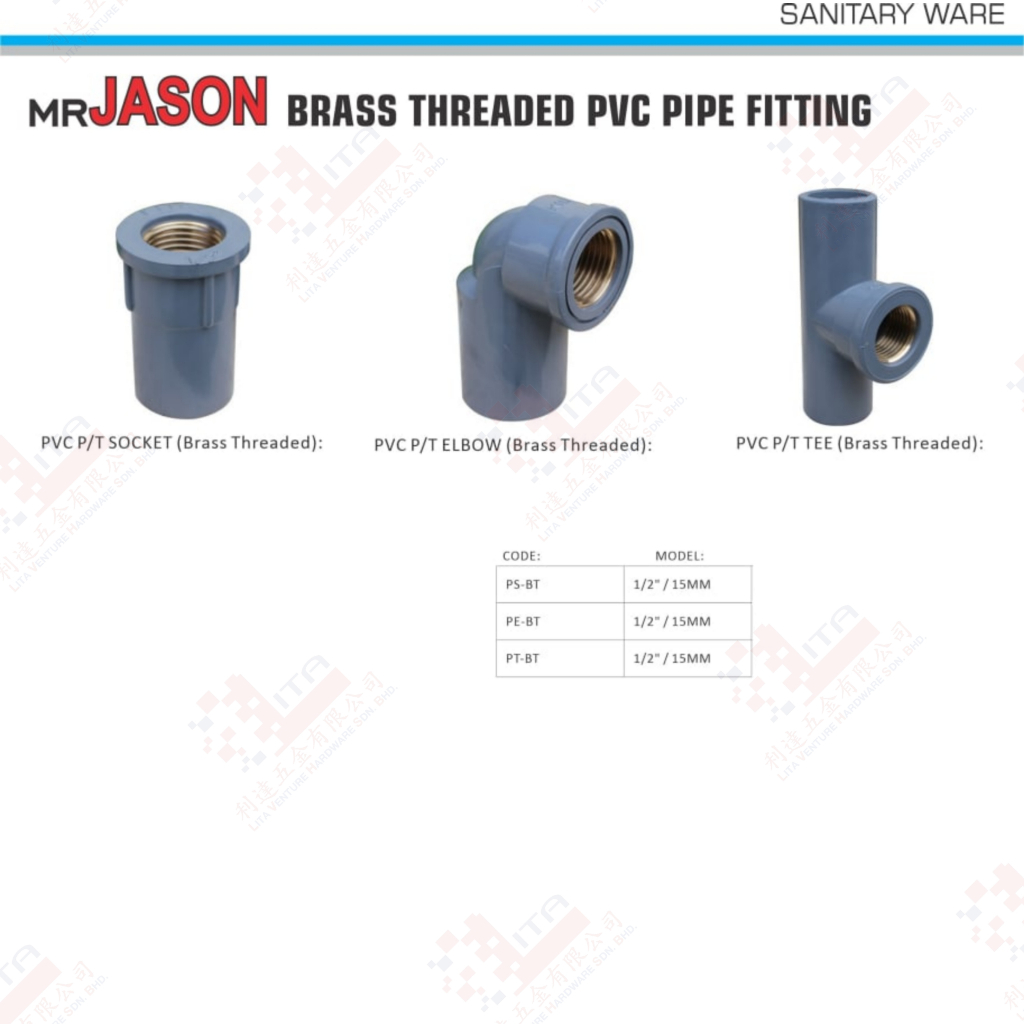 MR JASON BRASS THREADED PVC PIPE FITTING PVC PT SOCKET PVC PT ELBOW PVC ...