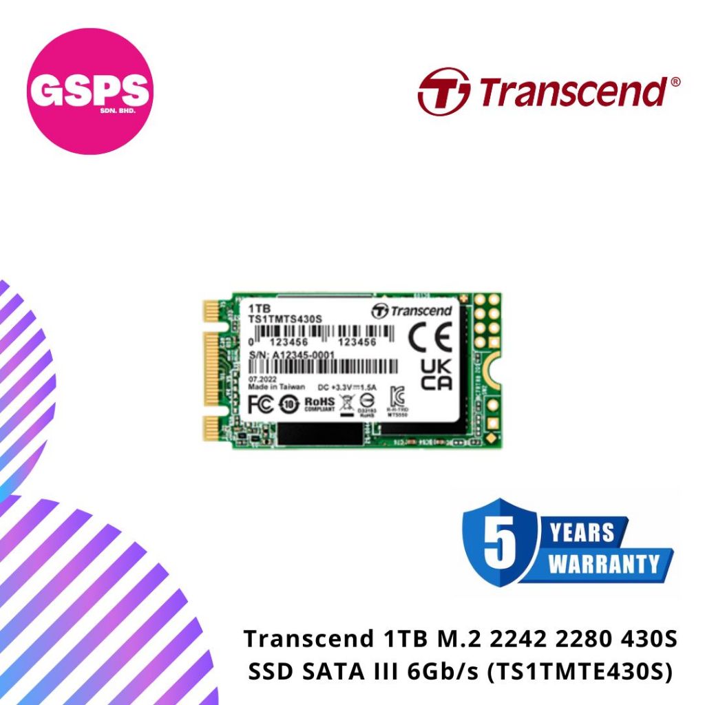 Transcend 1TB M.2 2242 2280 430S SSD SATA III 6Gb/s 3D NAND flash ...