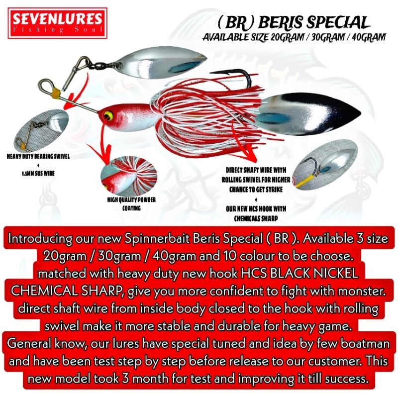 SEVENLURES BR SPECIAL SPINNER BAIT TOMAN SPINNERBAIT BUZZ BAIT GEWANG ...