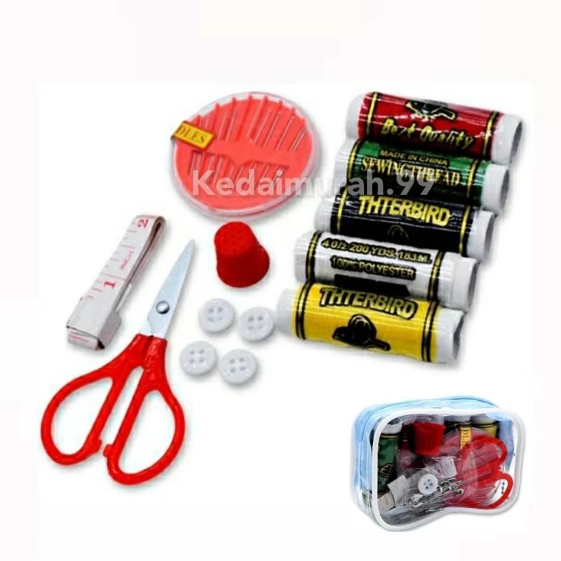 Sewing Kit Thread, Scissors, Button and Needles Set/Set Barang Jahitan ...
