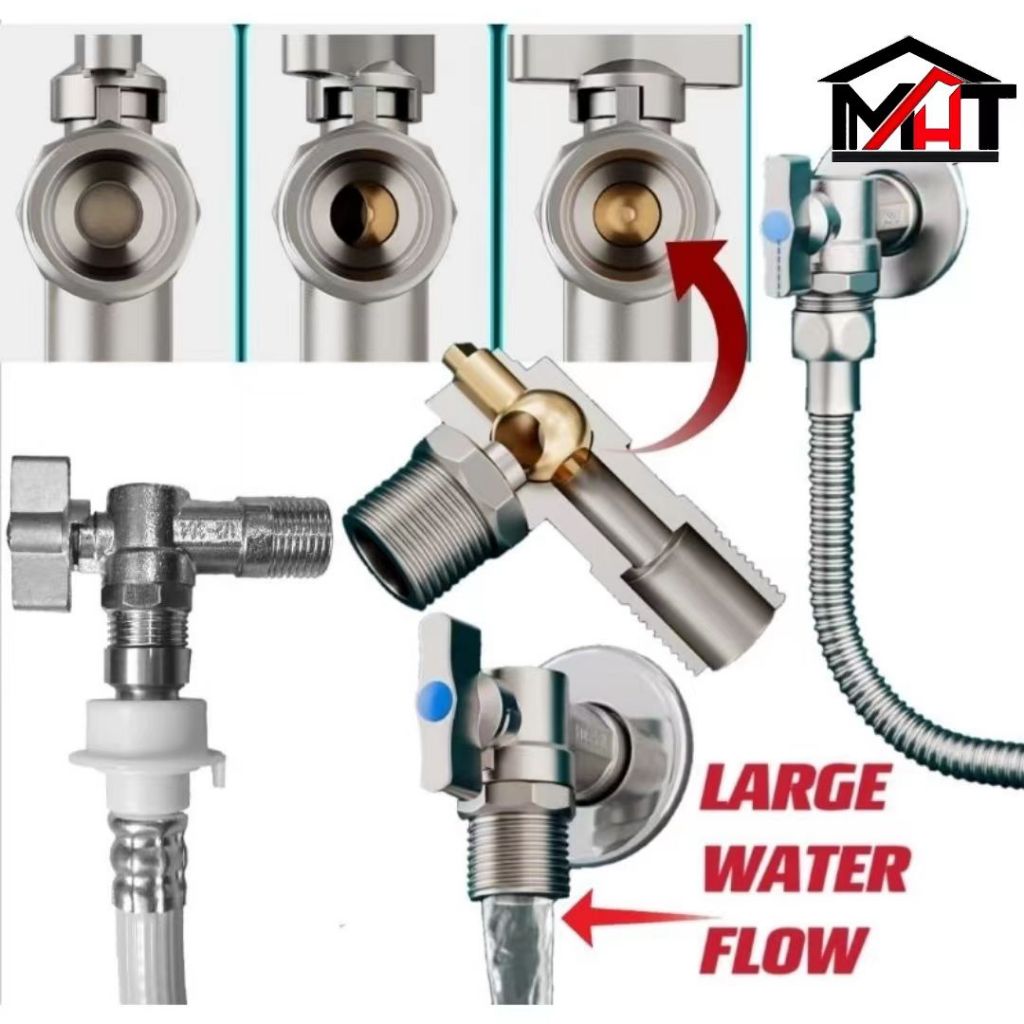 304 Stainless Steel Large Flow Angle Valve Ball Valve Core 1/2 ...