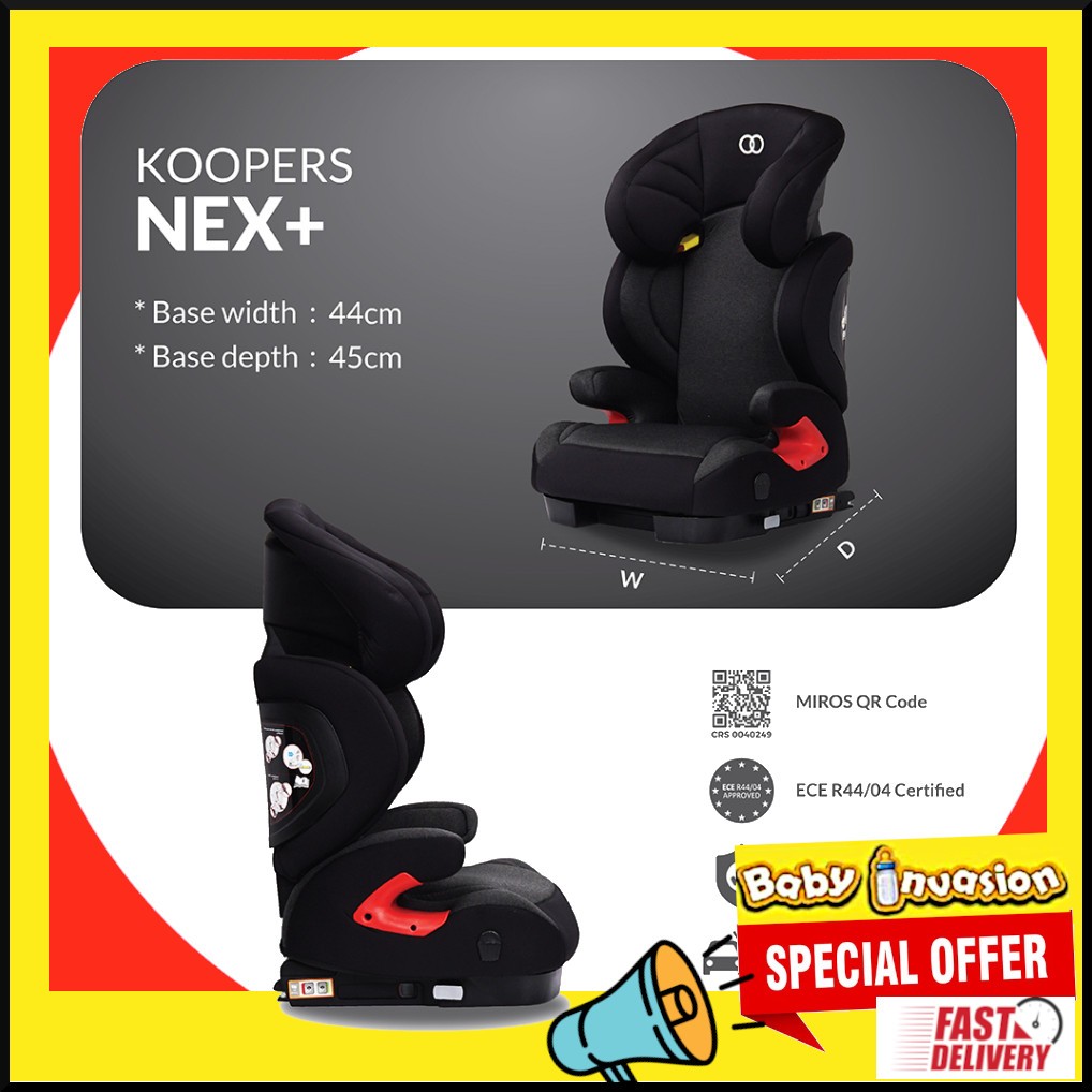 [4 years warranty, 1 to 1 crash exchange] Koopers Nex+ Child Car Seat