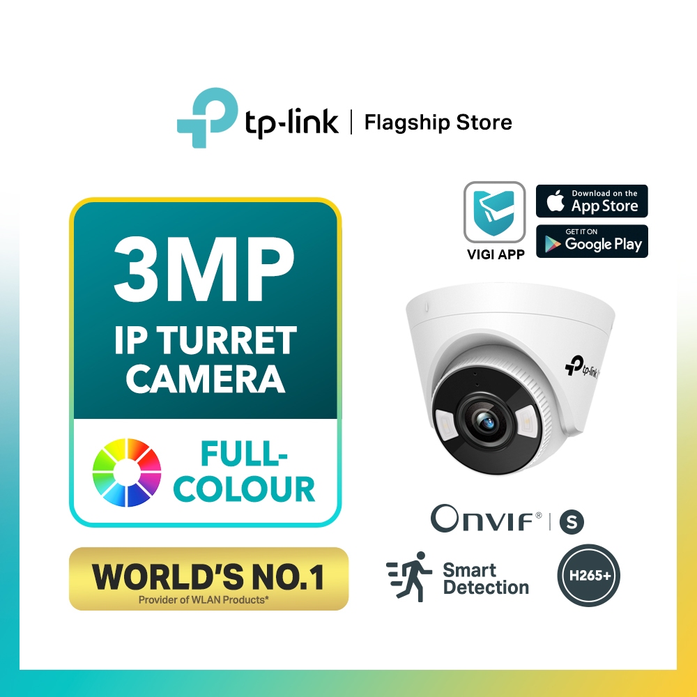 TP-Link 3MP CCTV VIGI C430 Super-HD Full-Color Turret Wired IP Network ...