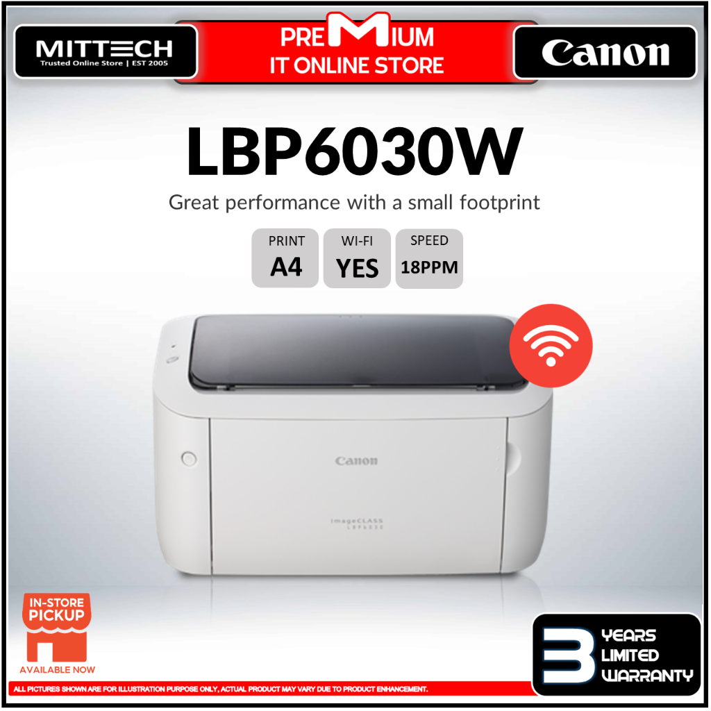 Canon Printer Imageclass Lbp6030w Lbp6030 Monochrome Laserjet Print Speed Up To 18 Ppm 