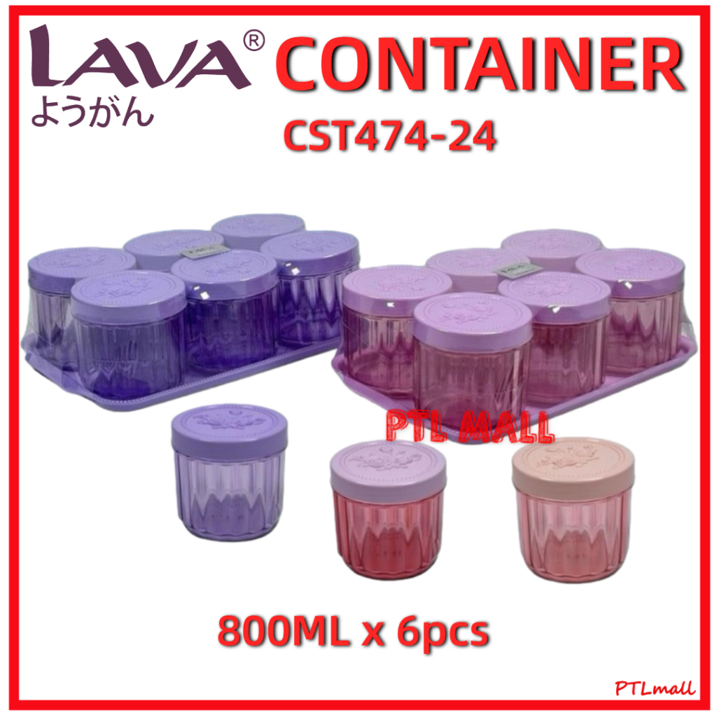 LAVA CST474-24 Canister Set with Tray 6pcs x 800ml Food Storage ...