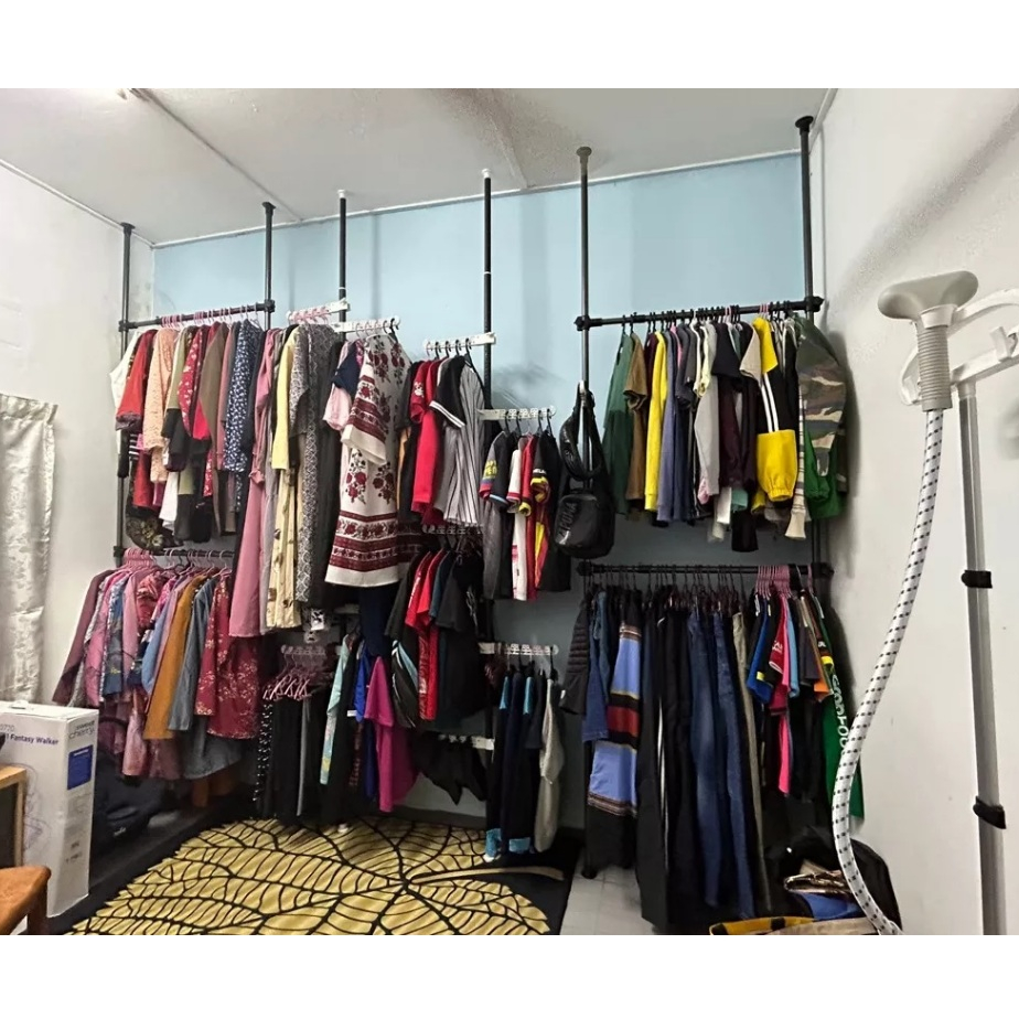 Floor to Ceiling Open Wardrobe Clothes Hanger Stand Balcony Drying Rack Coat Hanger Coat Rack Metal Garment Closet Rack Shopee Malaysia