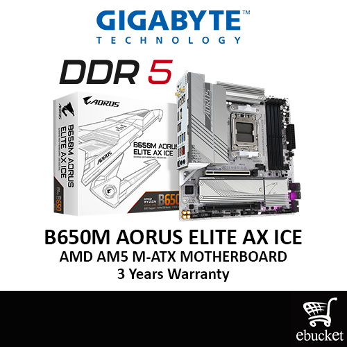 GIGABYTE B650M AORUS ELITE AX ICE WIFI 6E DDR5 / D5 AM5 GAMING ...