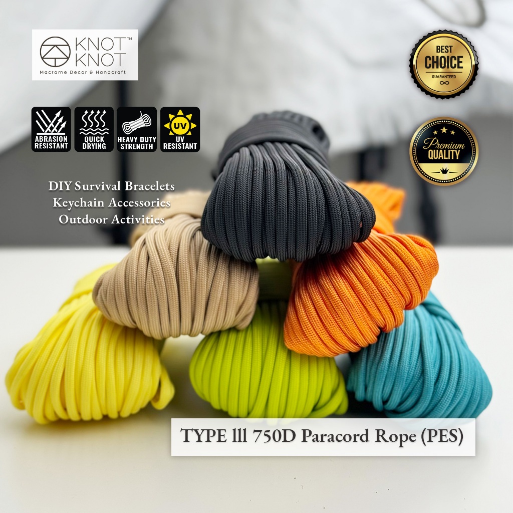 100ft Paracord 9 Strands Type lll Parachute Rope | Camping Hiking ...