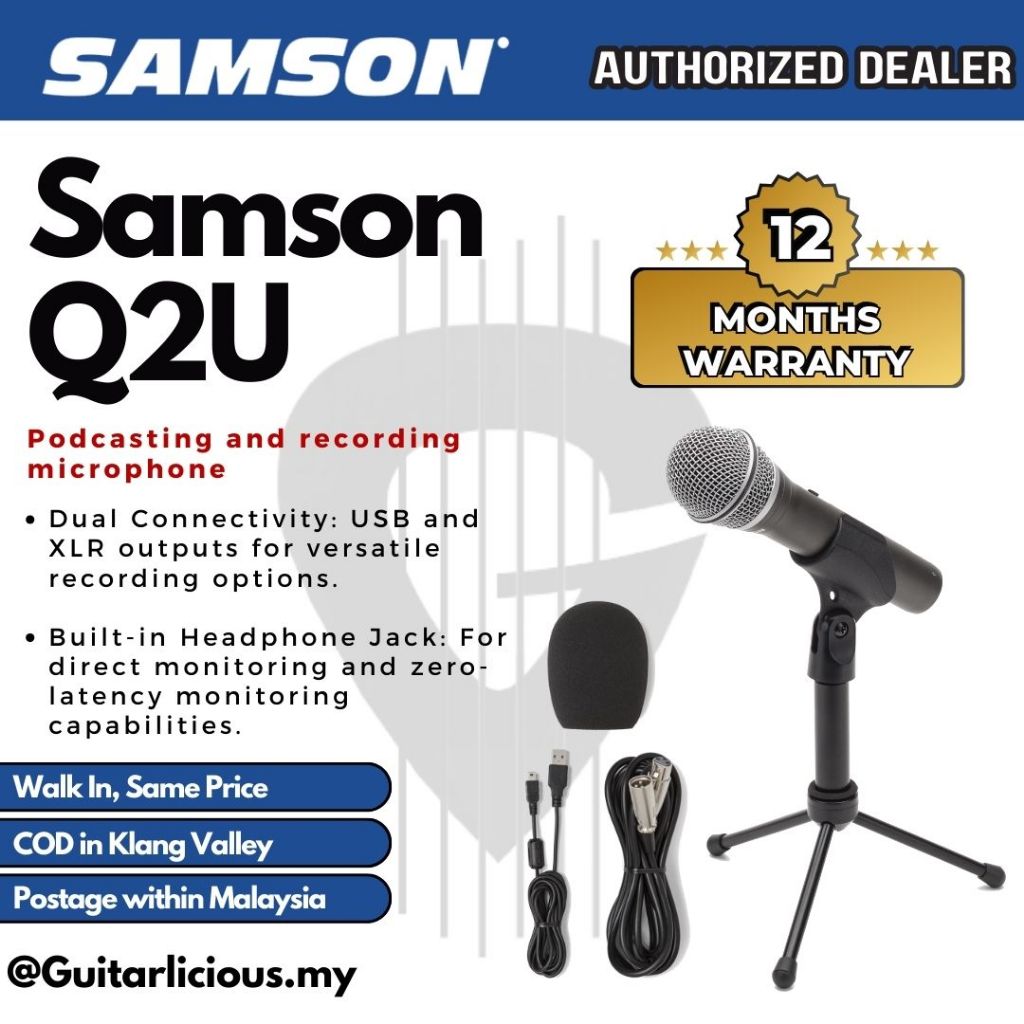 Samson Q2U Recording and Podcasting Pack USB/XLR Dynamic Microphone