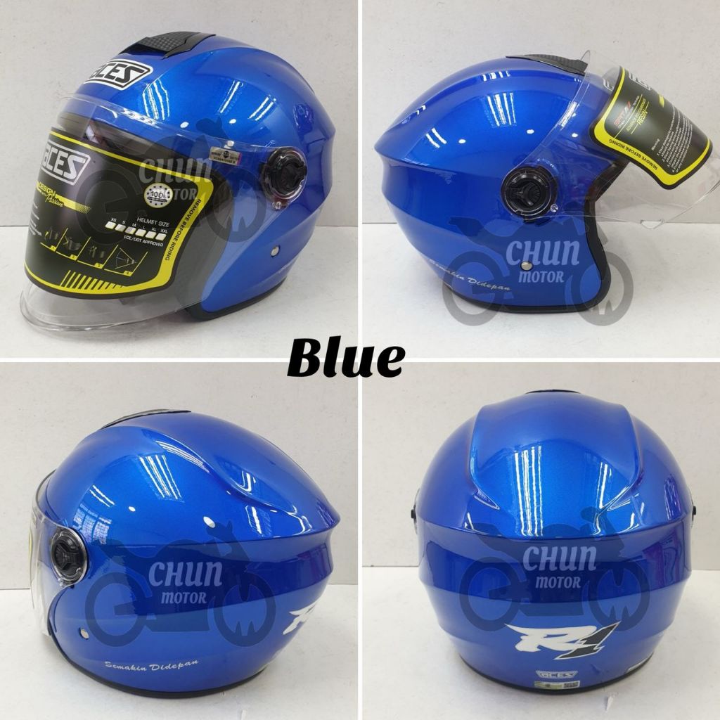 Original Aces R1 Open Face Helmet with Rainbow Visor / Tinted Smoke ...