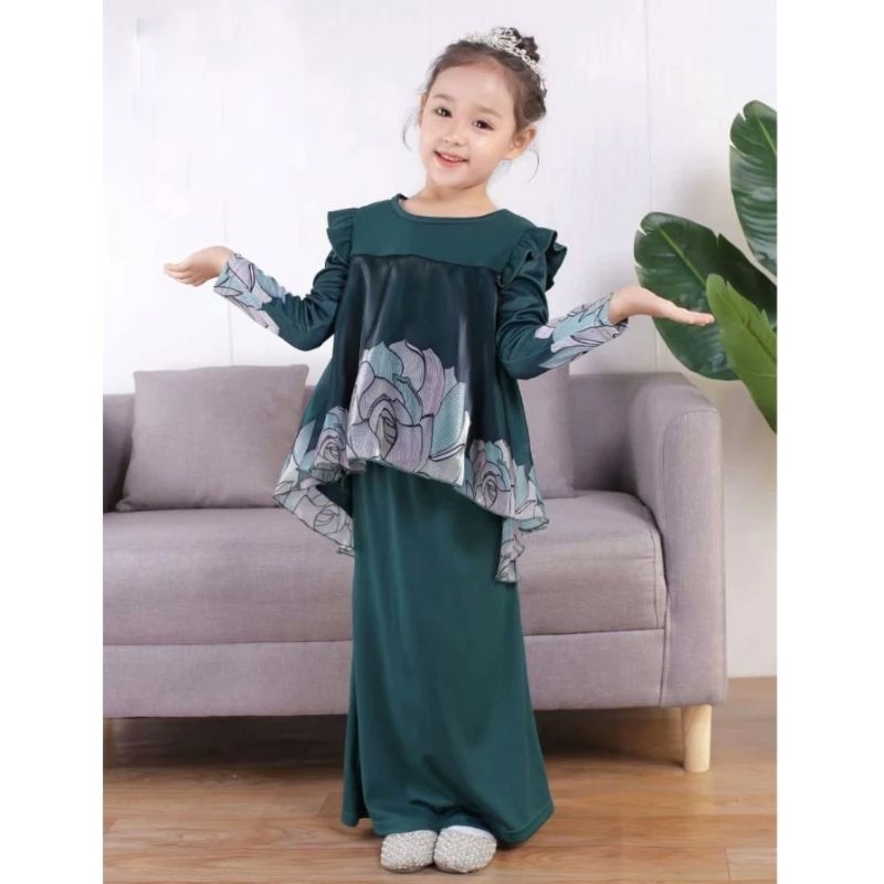 💚 EMERALD GREEN (40 DESIGN) Baju Kurung Budak Baju Raya Tema Emerald ...