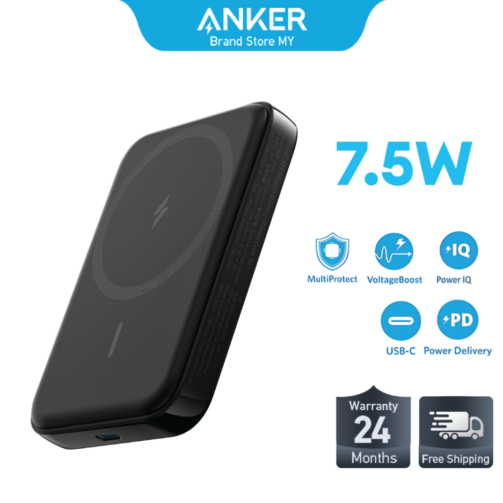 Anker Powerbank 321 MagGo Battery (PowerCore 5K) 5000mAh Magnetic ...