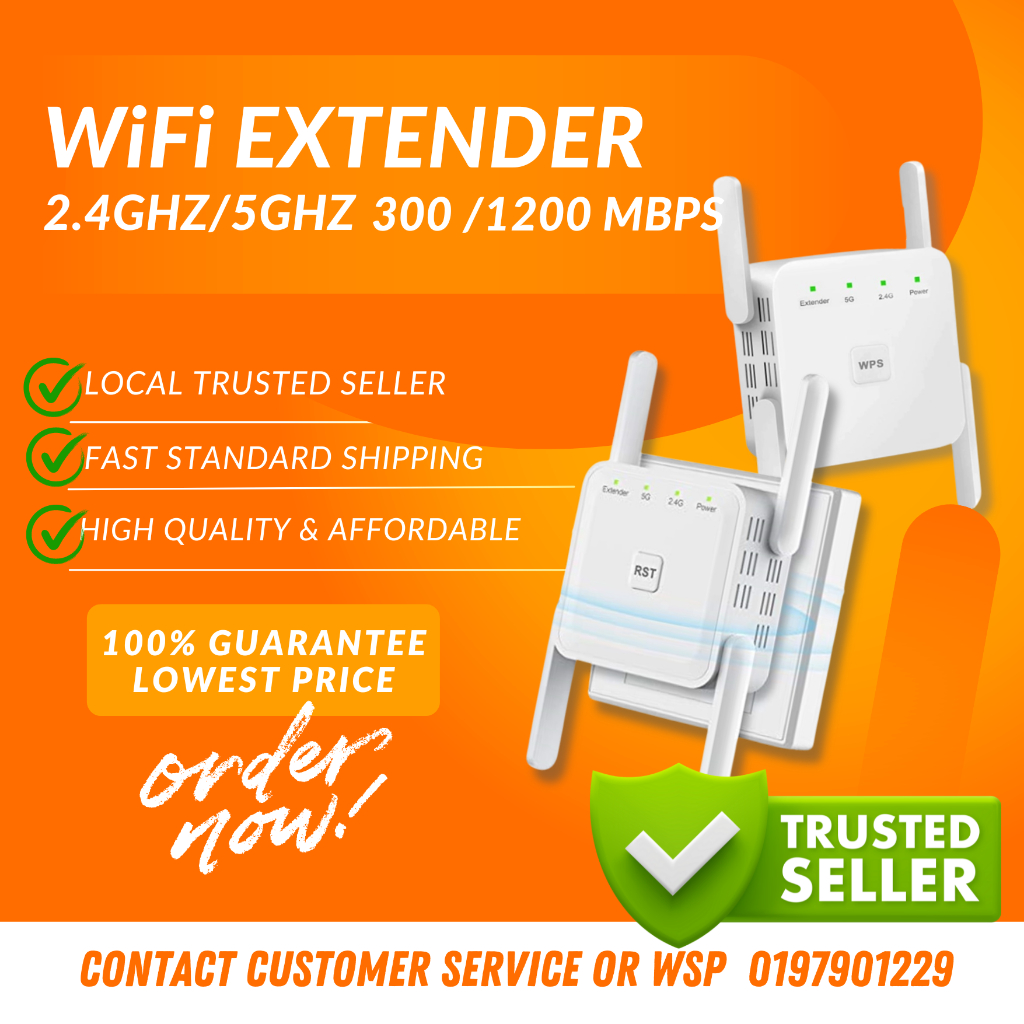 5Ghz WiFi Repeater WiFi Extender Wireless WiFi Booster Amplifier 2.4G 300 1200Mbps Long Range WiFi Receiver Signal Shopee Malaysia