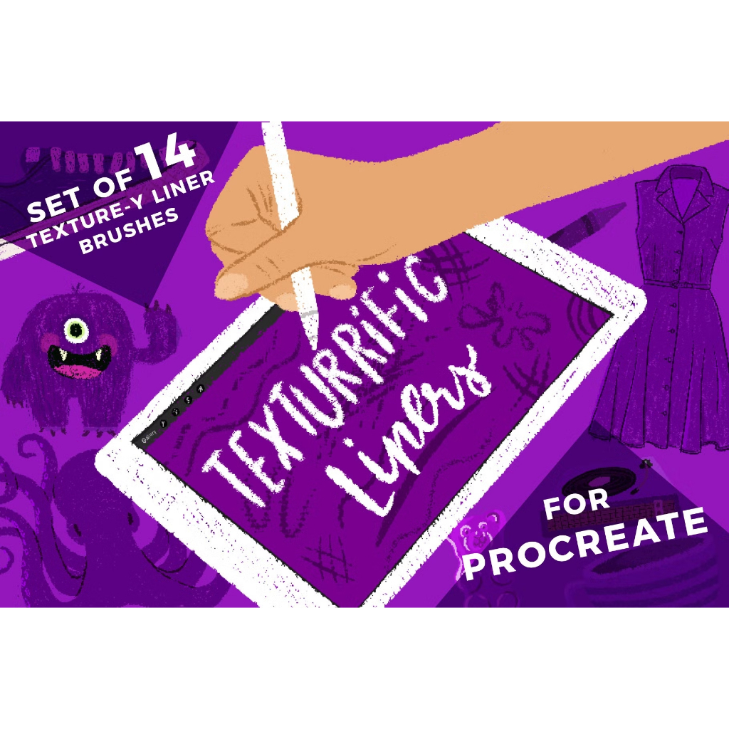 [P413] Texturrific Liners for Procreate by Bardot | Crayon Texture Cute ...