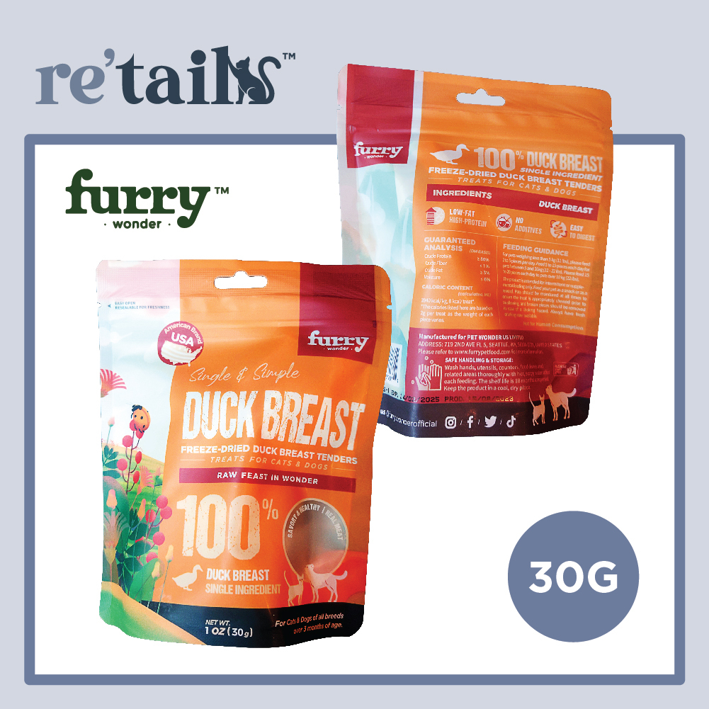 Furry Wonder Freeze Dried Duck Breast Tenders (30g) Treats for Cats