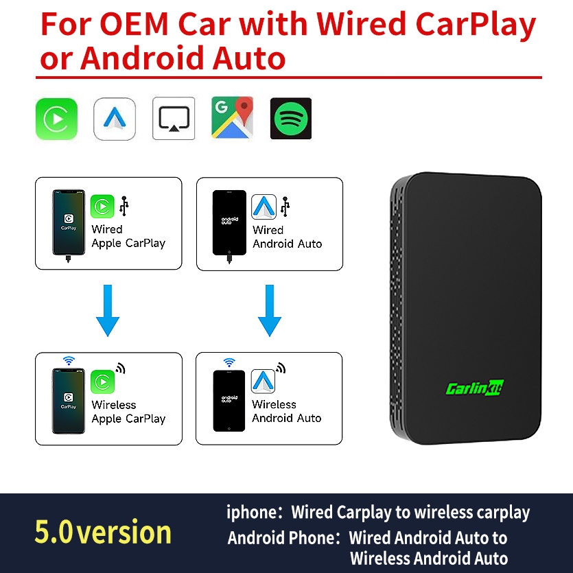 Carlinkit 5.0 wired to wireless carplay Carlink kit 4.0 android auto