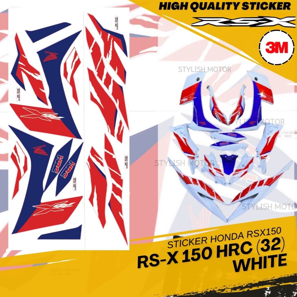 Stripe Honda Rsx 150 [ 3M Sticker ] Hrc (32) White Motorcycle Sticker ...