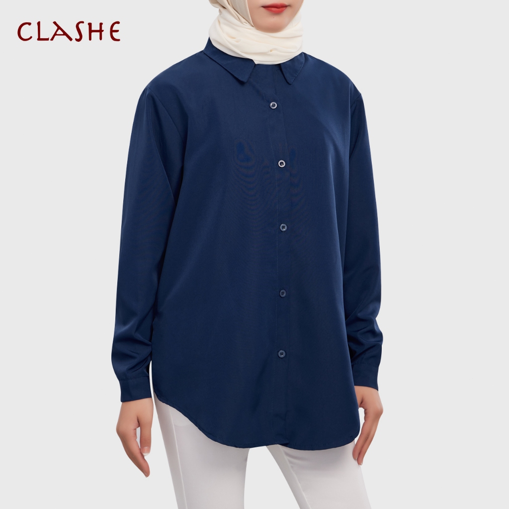 Clashe Button Blouse Viral Blaus Loose Versatile Women Shirt Baju ...