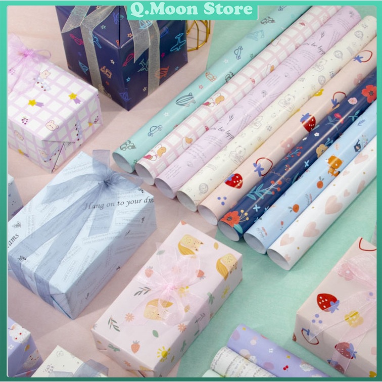 (Minimum order 5pcs) QMoon Store Muji Style Gift Wrapping Paper Kertas ...