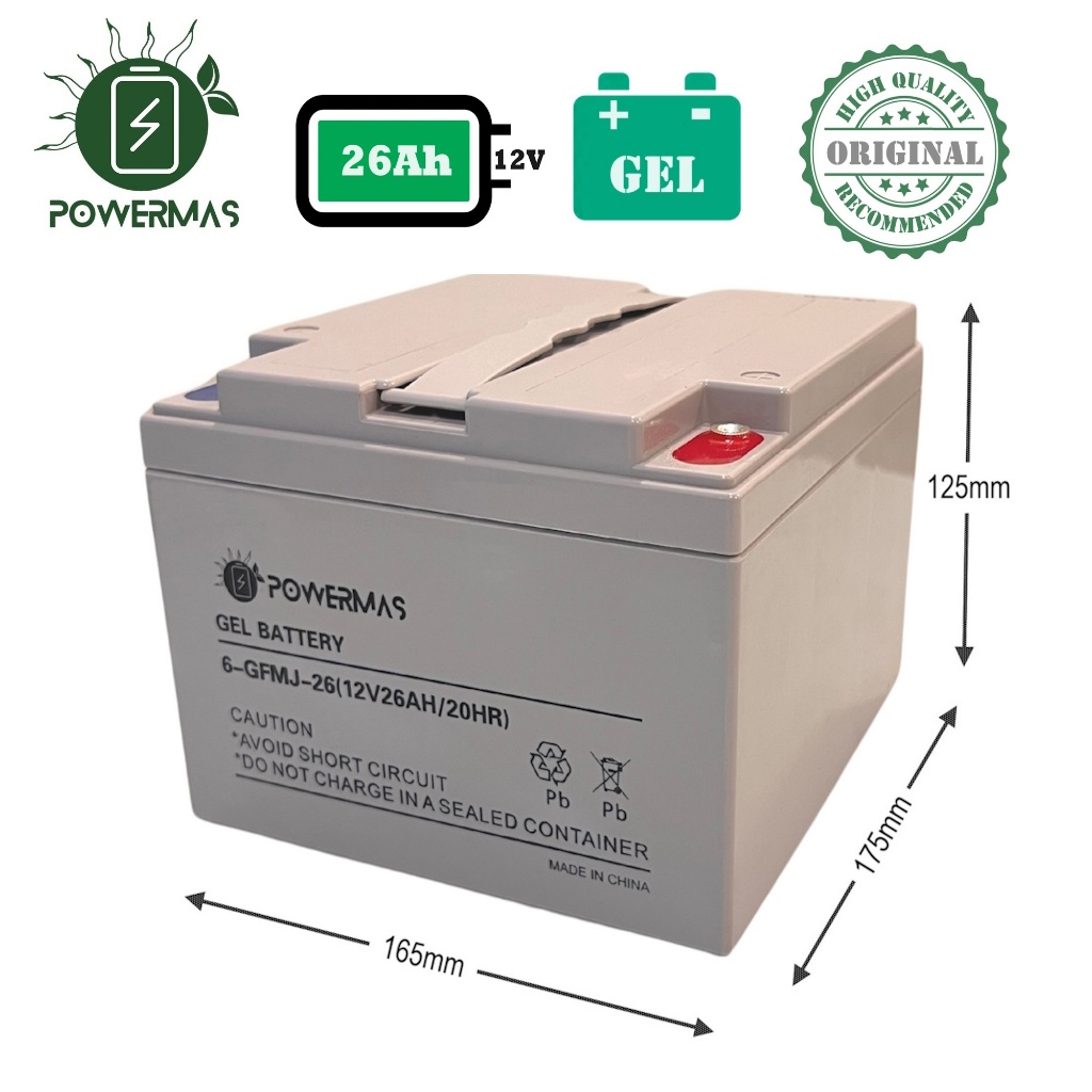 Powermas 26ah 12v Rechargeable Sealed Lead Acid Vrla Gel Deep Cycle Battery For Solar Ups