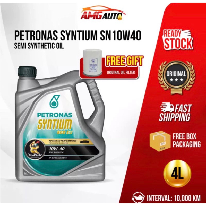 PETRONAS Semi Synthetic SN10w40 (SEMI SYNTHETIC) Engine Oil 4L With ...