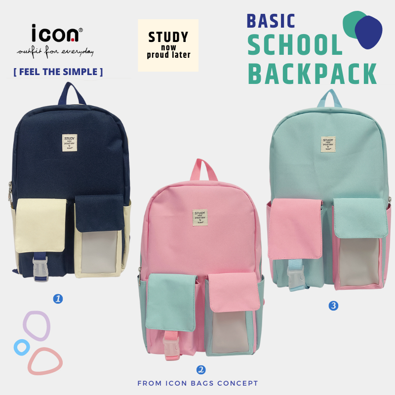 ICON Backpack with Two Front Pocket Double Slider Zipper easily access ...