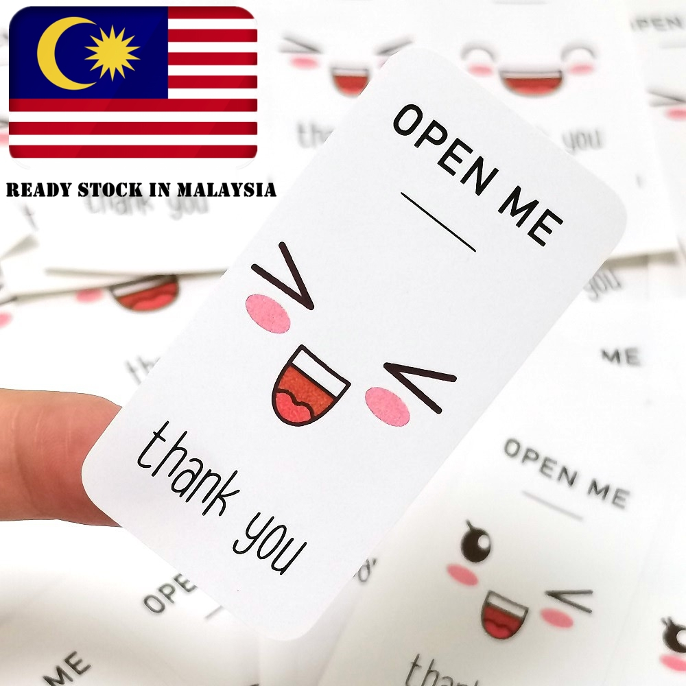 25 Sheets (100pcs) Cute Open Me Emoji Rectangle Shape Thank You ...