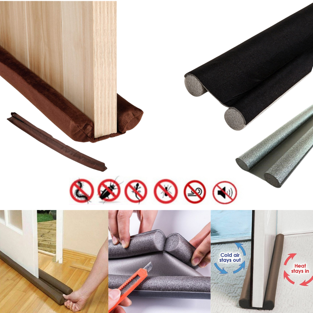 (FRONT & BACK PROTECTION) Adjustable Twin Draft Door Guard Block Dust