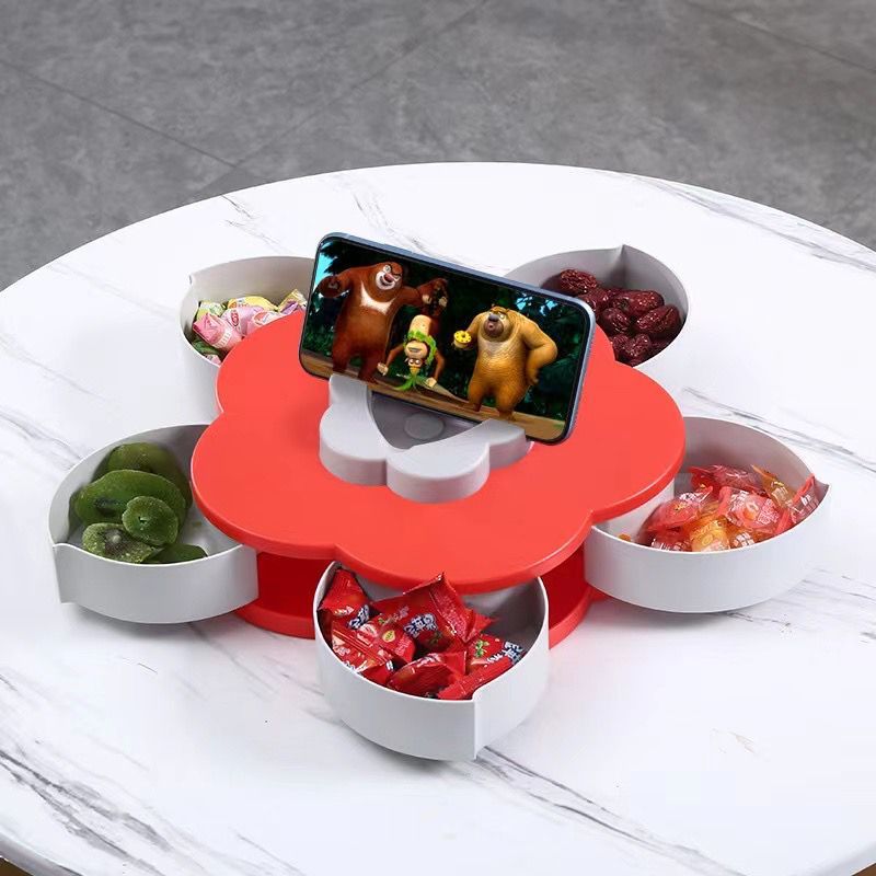 (Ready Stock) SINGLE LAYER Rotatable Flower Candy Box Cookie Storage ...