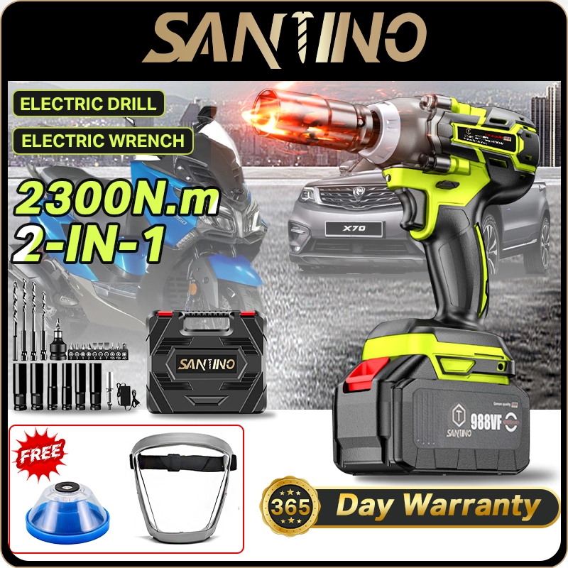 SANTINO Electric Wrench Brushless Impact Wrench Screwdriver Drill 3-in-1 High Torque 1/2" r Cordless