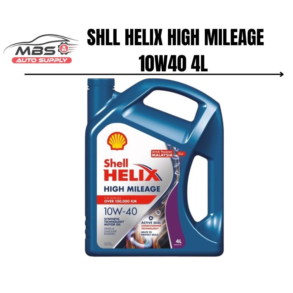 Shell Helix High Mileage 10W40 4L Semi Synthetic Engine Oil Untuk ...