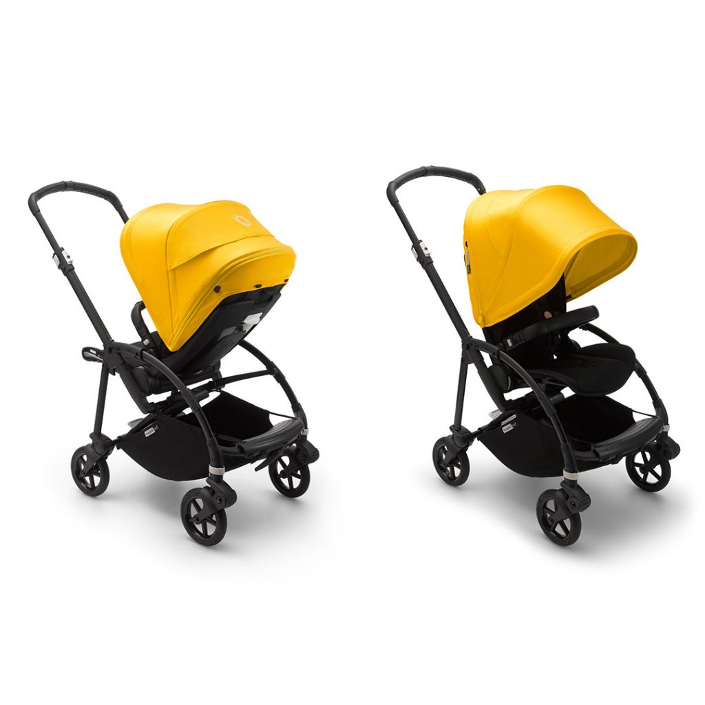 Bugaboo Bee6 Black Chassis+Sun Canopy Lemon Yellow+Seat Fabric Black