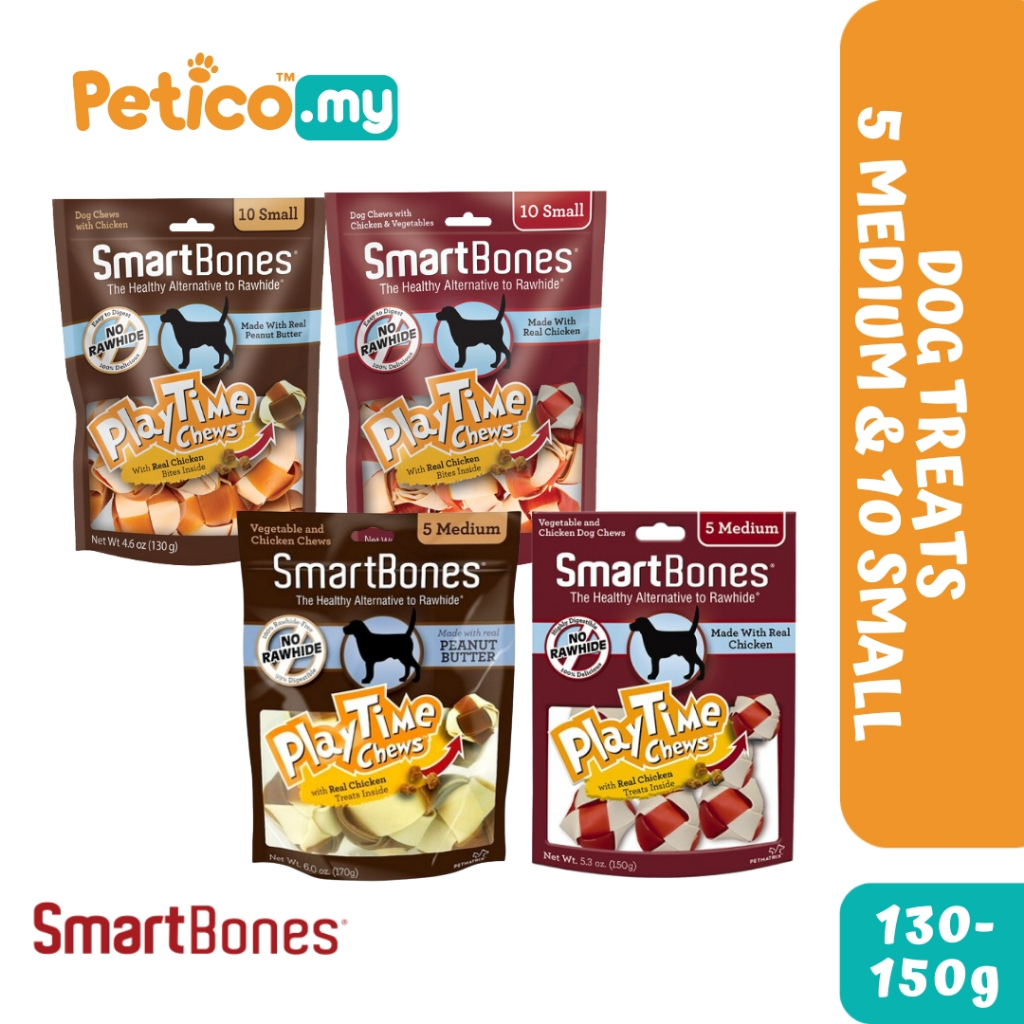 Smartbones Playtime Chews Dog Treat 10 Small / 5 Medium (Peanut Butter ...