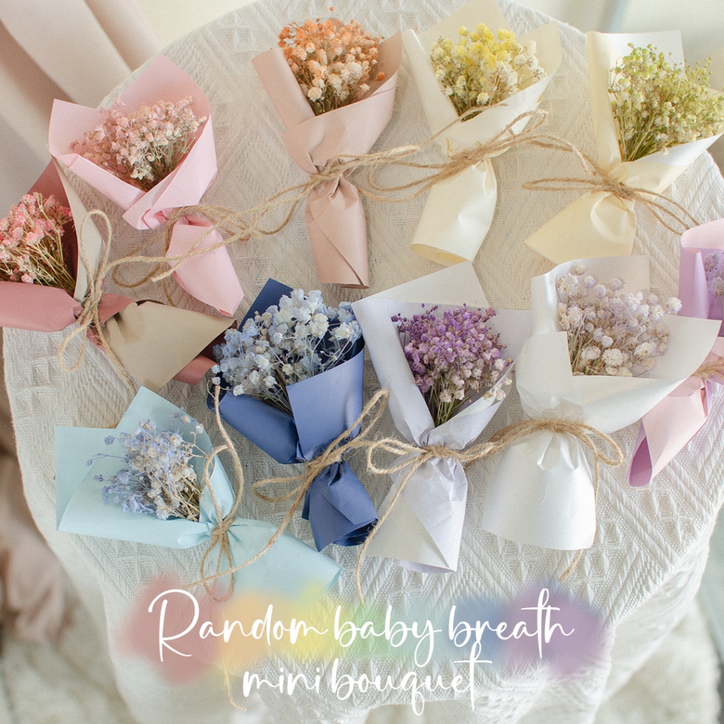 Random Dried Flower Baby Breath Gypsophila Mini Bouquet / Door Gift ...