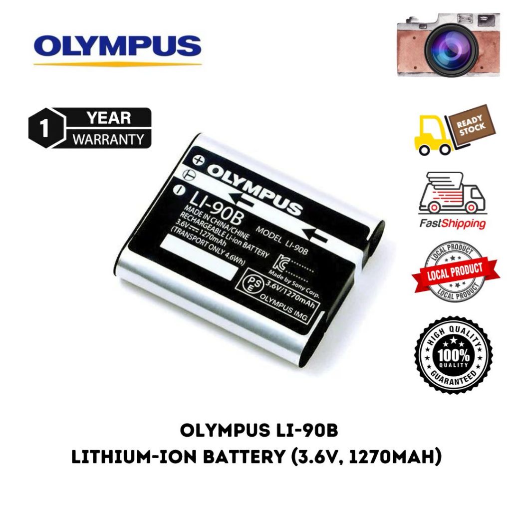 Olympus Li-90B Rechargeable Lithium Ion Battery 3.6v 1270 mah (1 Years ...